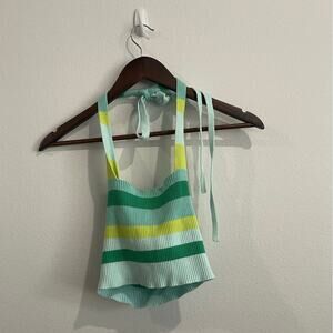 PEPPERMAYO S styrip summer halter top green sexy